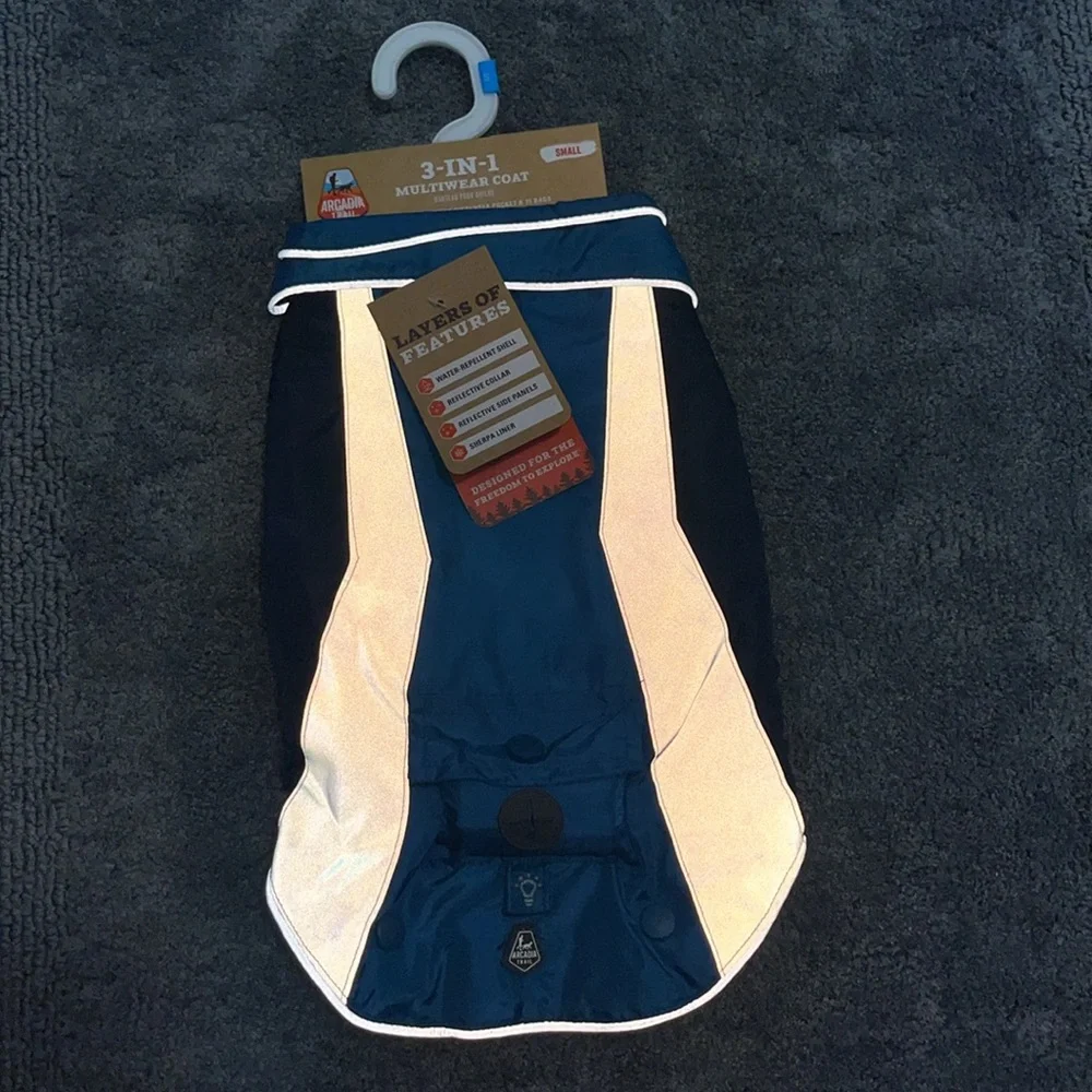 Dog Coat Arcadia Trail 3-in-1 Multiwear Coat in Teal/Gray/Navy size S NEW!